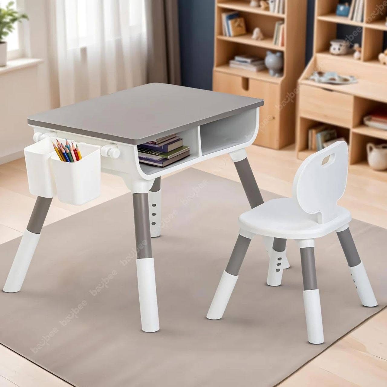 Ensemble table et chaises réglables en hauteur
