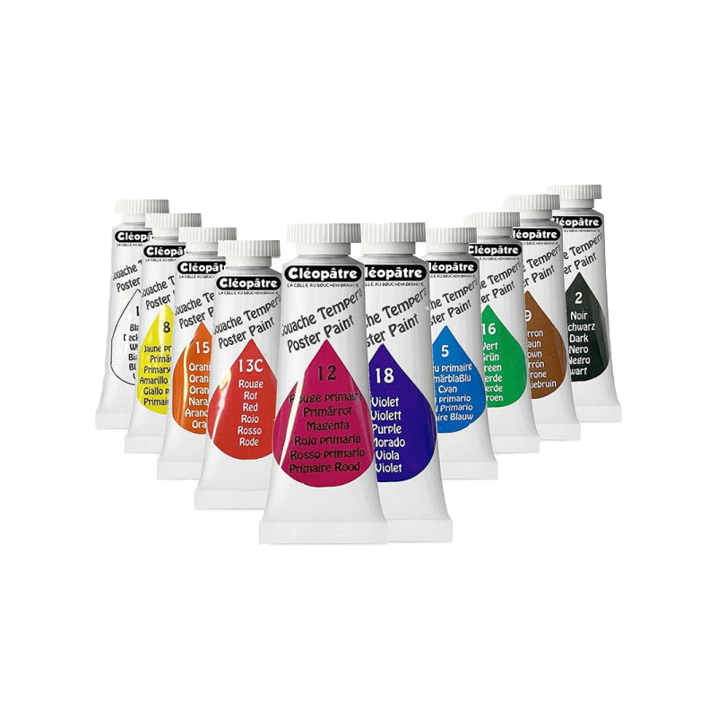 Lot de 10 tubes de Gouache CLEOPATRE